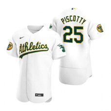 Oakland Athletics Stephen Piscotty White 2022 Ray Fosse Patch Authentic Jersey