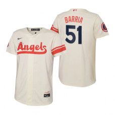 Kids Los Angeles Angels Jaime Barria Nike Cream 2022 City Connect Replica Jersey