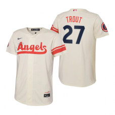 Kids Los Angeles Angels Mike Trout Nike Cream 2022 City Connect Replica Jersey
