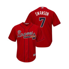 Atlanta Braves Scarlet #7 2019 Cool Base Dansby Swanson Alternate Jersey