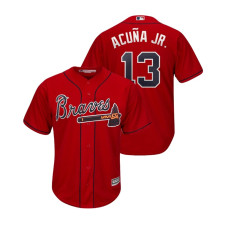 Atlanta Braves Scarlet #13 2019 Cool Base Ronald Acuna Jr. Alternate Jersey