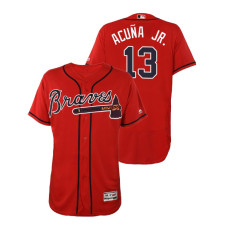 Atlanta Braves Scarlet #13 2019 Flex Base Ronald Acuna Jr. Alternate Jersey