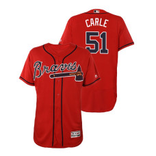 Atlanta Braves Scarlet #51 2019 Flex Base Shane Carle Alternate Jersey