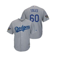 Los Angeles Dodgers Gray #60 Andrew Toles Cool Base Jersey 2018 World Series