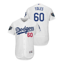 Los Angeles Dodgers White #60 Andrew Toles Flex Base Jersey 2018 World Series