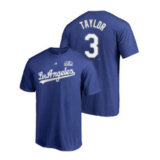 Los Angeles Dodgers Royal #3 Chris Taylor Majestic T-Shirt 2018 World Series
