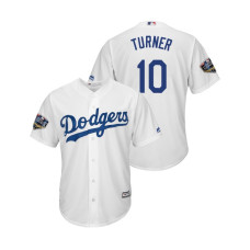 Los Angeles Dodgers White #10 Justin Turner Cool Base Jersey 2018 World Series