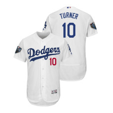 Los Angeles Dodgers White #10 Justin Turner Flex Base Jersey 2018 World Series