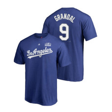 Los Angeles Dodgers Royal #9 Yasmani Grandal Majestic T-Shirt 2018 World Series