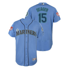 Seattle Mariners Light Blue #15 Kyle Seager Flex Base Jersey 2019 Spring Training