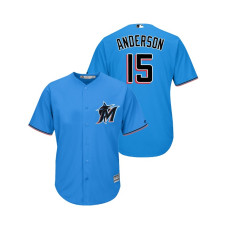 Miami Marlins Blue #15 2019 Cool Base Brian Anderson Alternate Jersey