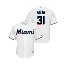 Miami Marlins White #31 2019 Cool Base Caleb Smith Home Jersey