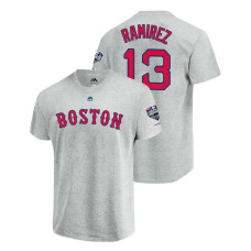 Boston Red Sox Gray #13 Hanley Ramirez Sleeve Patch T-Shirt 2018 World Series Champions
