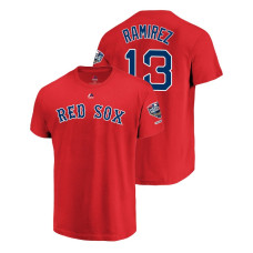 Boston Red Sox Red #13 Hanley Ramirez Sleeve Patch T-Shirt 2018 World Series Champions