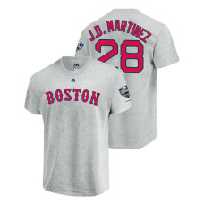 Boston Red Sox Gray #28 J.D. Martinez Sleeve Patch T-Shirt 2018 World Series Champions