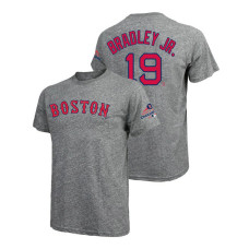 Boston Red Sox Gray #19 Jackie Bradley Jr. Majestic Threads T-Shirt 2018 World Series Champions