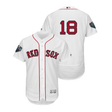Boston Red Sox White #18 Mitch Moreland Flex Base Jersey 2018 World Series