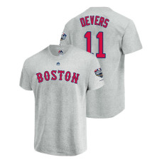 Boston Red Sox Gray #11 Rafael Devers Sleeve Patch T-Shirt 2018 World Series Champions