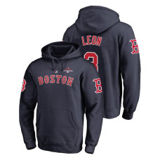 Boston Red Sox #3 Navy Sandy Leon Pullover Majestic Hoodie 2018 World Series Champions