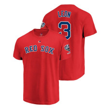 Boston Red Sox Red #3 Sandy Leon Sleeve Patch T-Shirt 2018 World Series Champions