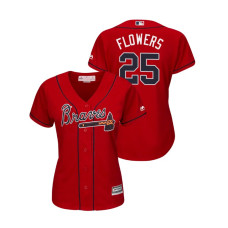 Women - Atlanta Braves Scarlet #25 2019 Cool Base Tyler Flowers Alternate Jersey