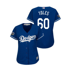 Women - Los Angeles Dodgers Royal #60 Andrew Toles Cool Base Jersey 2018 World Series