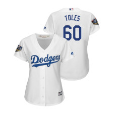 Women - Los Angeles Dodgers White #60 Andrew Toles Cool Base Jersey 2018 World Series