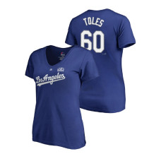 Women - Los Angeles Dodgers Royal #60 Andrew Toles Majestic T-Shirt 2018 World Series