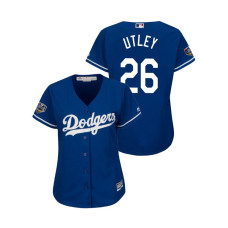 Women - Los Angeles Dodgers Royal #26 Chase Utley Cool Base Jersey 2018 World Series