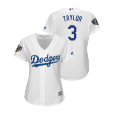 Women - Los Angeles Dodgers White #3 Chris Taylor Cool Base Jersey 2018 World Series