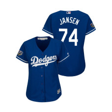 Women - Los Angeles Dodgers Royal #74 Kenley Jansen Cool Base Jersey 2018 World Series