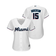 Women - Miami Marlins White #15 2019 Cool Base Brian Anderson Home Jersey