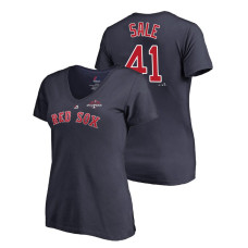 Women - Boston Red Sox Navy #41 Chris Sale Majestic V-Neck T-Shirt 2018 World Series Champions