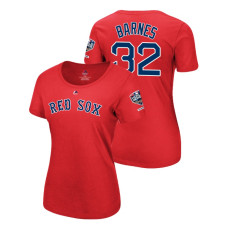 Women - Boston Red Sox Red #32 Matt Barnes Sleeve Patch T-Shirt 2018 World Series Champions