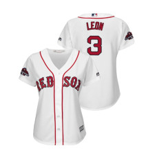 Women - Boston Red Sox White #3 Sandy Leon Team Logo Patch Jersey 2018 World Series Champions