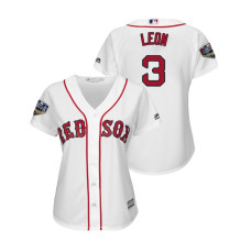 Women - Boston Red Sox White #3 Sandy Leon Cool Base Jersey 2018 World Series