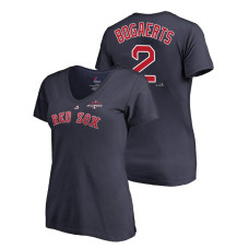 Women - Boston Red Sox Navy #2 Xander Bogaerts Majestic V-Neck T-Shirt 2018 World Series Champions
