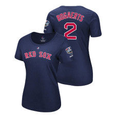 Women - Boston Red Sox Navy #2 Xander Bogaerts Sleeve Patch T-Shirt 2018 World Series Champions