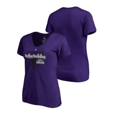 Women - Colorado Rockies Vintage Purple V-Neck T-Shirt 2019 Spring Training