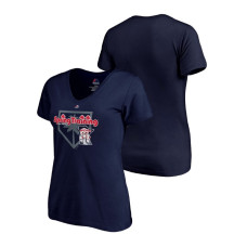 Women - Minnesota Twins Vintage Navy V-Neck T-Shirt 2019 Spring Training
