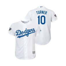Youth Los Angeles Dodgers White #10 Justin Turner Cool Base Jersey 2018 World Series