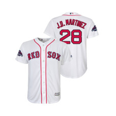 Youth Boston Red Sox White #28 J.D. Martinez Team Logo Patch Jersey 2018 World Series Champions