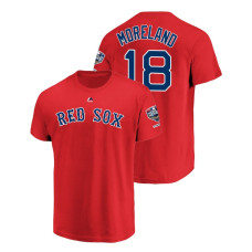 Youth Boston Red Sox Red #18 Mitch Moreland Sleeve Patch T-Shirt 2018 World Series Champions