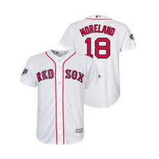 Youth Boston Red Sox White #18 Mitch Moreland Cool Base Jersey 2018 World Series