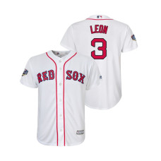 Youth Boston Red Sox White #3 Sandy Leon Cool Base Jersey 2018 World Series