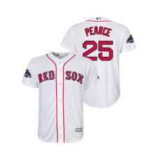 Youth Boston Red Sox White #25 Steve Pearce Team Logo Patch Jersey 2018 World Series Champions