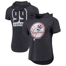 Aaron Judge New York Yankees Majestic Threads Softhand Short Sleeve Player Hoodie T-Shirt - Navy