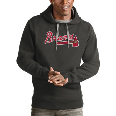 Men's Atlanta Braves Antigua Charcoal Victory Pullover Team Logo Hoodie