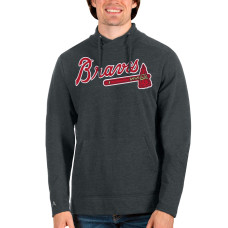 Men's Atlanta Braves Antigua Heathered Charcoal Reward Pullover Sweatshirt
