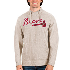 Men's Atlanta Braves Antigua Oatmeal Reward Pullover Sweatshirt